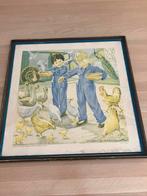 Lithografie B. Midderigh-Bokhorst kinderen voeren vogels, Ophalen of Verzenden