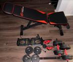 Opvouwbare Trainingsbank met Halterset, Krachtstation, Ophalen of Verzenden, Metaal, Armen