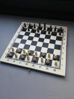Opklapbaar houten schaakbord met houten stukken, Ophalen of Verzenden, Zo goed als nieuw, Schaken