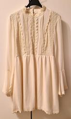 H&M chiffon ivoor jurk wit Maat 38 valt als maat 36, Ophalen of Verzenden, Zo goed als nieuw, Maat 36 (S), Wit