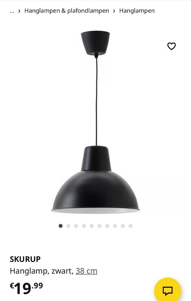 Moet weg! Hanglamp Ikea swart 38 cm, Huis en Inrichting, Lampen | Hanglampen, Nieuw, Minder dan 50 cm, Metaal, Ophalen