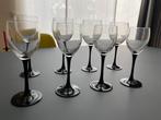 Elegant 8-piece wine glass set - black stem wijnglazen, Ophalen, Gebruikt, Overige typen