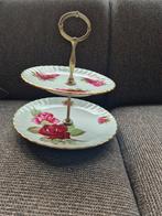 Vintage 2-laags Etagere Hartzporcelan Rozen, Ophalen of Verzenden
