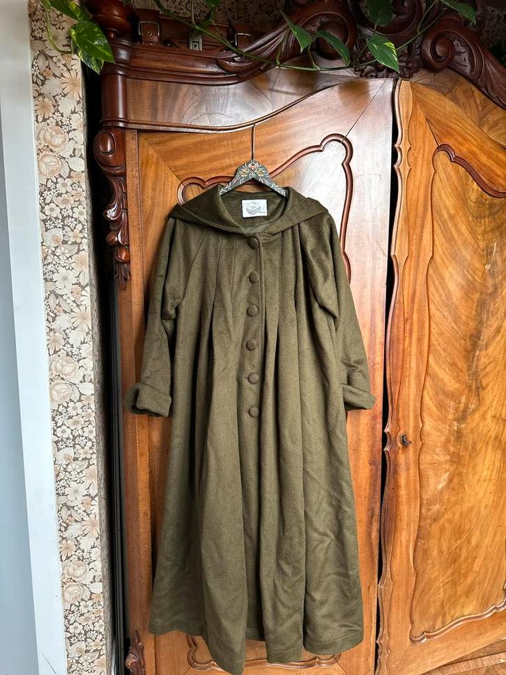 Wollen cape Linennaive - Academy 06 hooded wool coat jacket, Kleding | Dames, Jassen | Winter, Nieuw, Maat 38/40 (M), Groen, Ophalen of Verzenden
