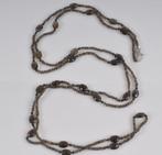Lange KETTING 182 cm, zilver slot + beads en Rookkwarts, Nieuw, Ophalen of Verzenden, Met edelsteen, Zilver