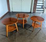 3 vintage teak bijzettafels, Huis en Inrichting, Tafels | Bijzettafels, Minder dan 55 cm, Gebruikt, Vintage, retro, deens design, teak