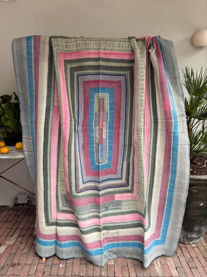 Vintage Kantha Quilt Deken Sari India, Huis en Inrichting, Woonaccessoires | Plaids en Woondekens, Ophalen of Verzenden