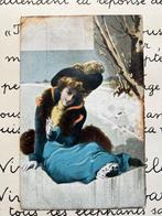 Dame op de schaats gevallen op het ijs (SL), Verzamelen, Ansichtkaarten | Themakaarten, Ophalen of Verzenden, Voor 1920, Ongelopen