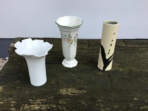 3 kleine vaasjes - wit Arzberg - Scorlewald - England made, Huis en Inrichting, Woonaccessoires | Vazen, Zo goed als nieuw, Wit
