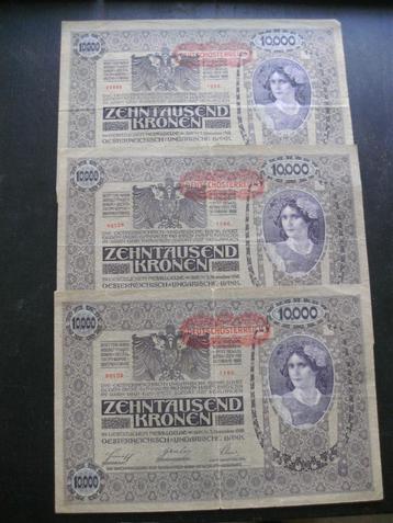 (34) . ZEHNTAUSEND 10.000 kronen . 1918 . 3 stuks  beschikbaar voor biedingen