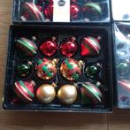 Glazen kerstballen goud rood groen met glitter, Diversen, Kerst, Ophalen, Zo goed als nieuw