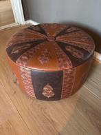 Vintage oosterse lederen poef, Ophalen, Minder dan 50 cm, Leer, Zo goed als nieuw