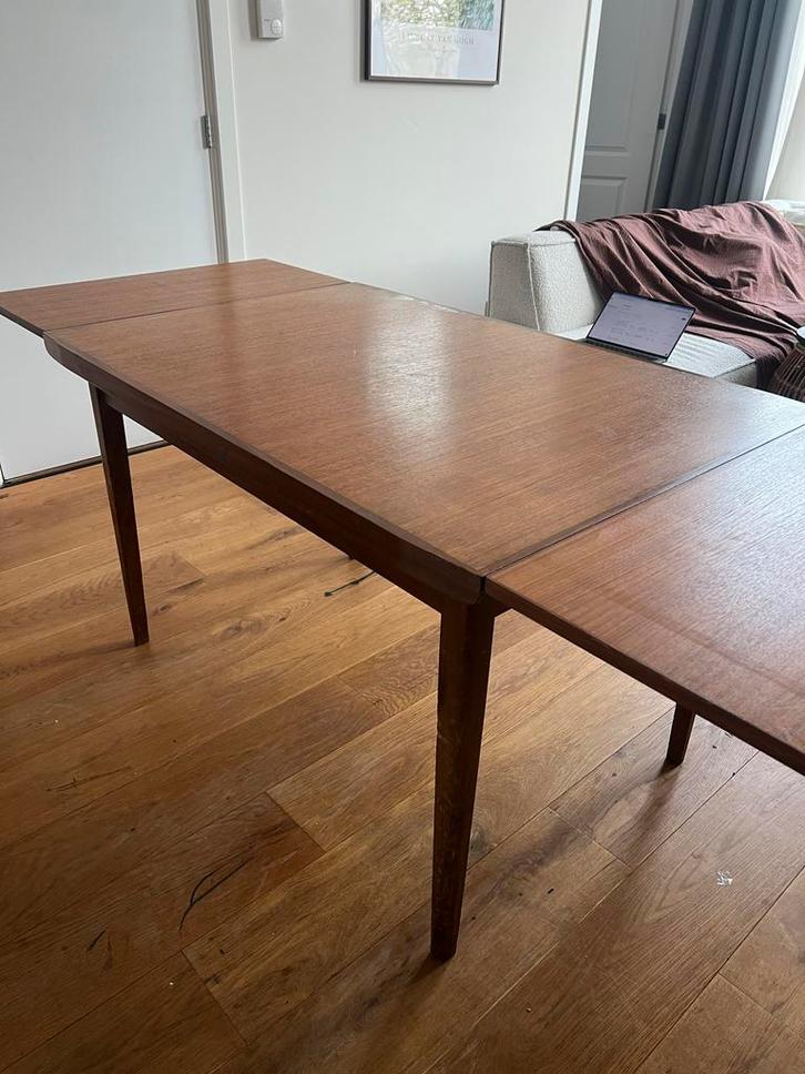Mid Century Uitschuifbare Houten Tafel, Huis en Inrichting, Tafels | Eettafels, Zo goed als nieuw, 50 tot 100 cm, 100 tot 150 cm