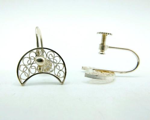 Zilveren schroef oorbellen, filigrein, 835, Sieraden, Tassen en Uiterlijk, Oorbellen, Zo goed als nieuw, Knopjes of Stekers, Zilver