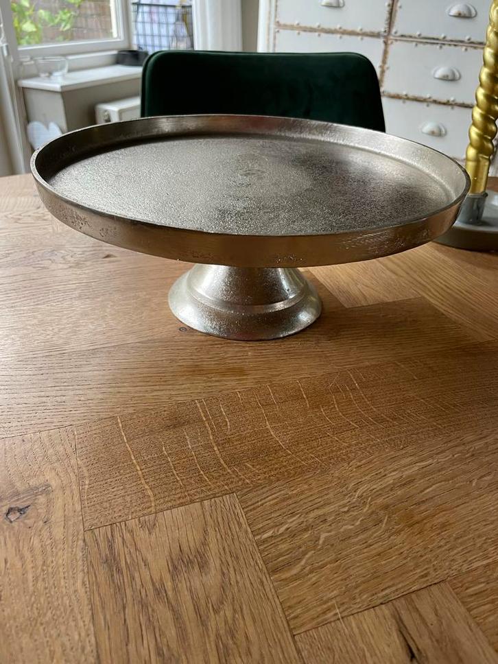 Metalen Taartplateau, Huis en Inrichting, Woonaccessoires | Dienbladen, Gebruikt, Metaal, Rond, Ophalen