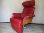 KEURIGE Time Out Footrest design relax fauteuil rood leder, Huis en Inrichting, Fauteuils, Ophalen of Verzenden, Zo goed als nieuw