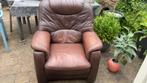 fauteuil bruin leder, Huis en Inrichting, Fauteuils, Ophalen, Zo goed als nieuw, 75 tot 100 cm, 50 tot 75 cm