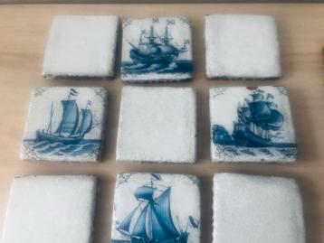 Delfts Blauwe Tegels met Zeilschepen beschikbaar voor biedingen