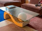 Vintage salontafel glas natuursteen design, Huis en Inrichting, Tafels | Salontafels, Ophalen, Gebruikt, 100 tot 150 cm, 50 tot 100 cm