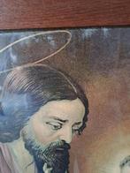 Antieke devotieprent Heilige Familie – 50 x 40 cm, Antiek en Kunst, Antiek | Religie, Ophalen of Verzenden