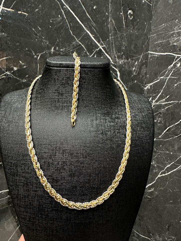18K Gouden Italiaanse Set - Ketting & Armband, Sieraden, Tassen en Uiterlijk, Kettingen, Nieuw, Goud, Ophalen of Verzenden