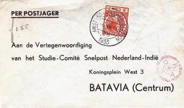BATAVIA    ( CENTRUM  )    PER POSTJAGER, Postzegels en Munten, Brieven en Enveloppen | Nederland, Envelop, Ophalen of Verzenden