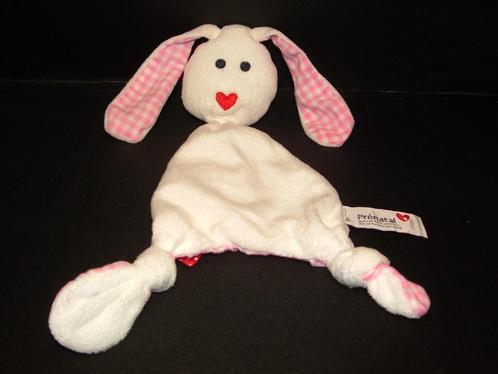 PRENATAL KONIJN MIX MATCH KNUFFELDOEK VELOURS WIT MET ROZE/W, Kinderen en Baby's, Speelgoed | Knuffels en Pluche, Nieuw, Konijn
