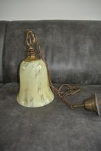 Antieke hanglamp gemarmerd glas belontwerp, Ophalen, Glas, Minder dan 50 cm