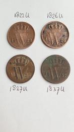 1 cent 1822U-1826U-1828U-1837U (kwartet Willem I centen), Ophalen of Verzenden, Koning Willem I, 1 cent, Setje