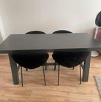 4 Zwarte Velours Eettafelstoelen, Huis en Inrichting, Stoelen, Ophalen, Gebruikt, Zwart, Vier