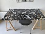 Glazen tafelblad op schragen., Ophalen, Zo goed als nieuw, Rechthoekig, 50 tot 100 cm