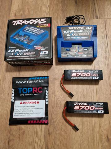 Traxxas dual live lader + 2x 4s 6700mah lipo's beschikbaar voor biedingen