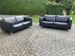 bankstel leer machalke, Ophalen, Gebruikt, 150 tot 200 cm, Rechte bank