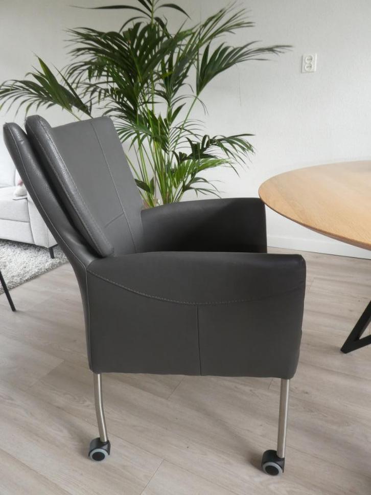 mooie leren eetkamerstoelen, Huis en Inrichting, Stoelen, Zo goed als nieuw, Twee, Leer, Grijs, Ophalen