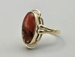 Gouden Vintage ring met edelsteen mosagaat. 2025/322., Ophalen of Verzenden, Goud, Ring, Met edelsteen