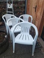 Stapelbare tuinstoelen wit 4x, Tuin en Terras, Tuinstoelen, Ophalen, Gebruikt, Kunststof