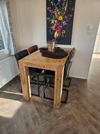 Houten Eetkamerset met 4 Stoelen, Huis en Inrichting, Gebruikt, 100 tot 150 cm, Rechthoekig, 50 tot 100 cm