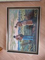 Vintage Borduurwerk Schilderij, Minder dan 50 cm, Gebruikt, Ophalen of Verzenden, Schilderij