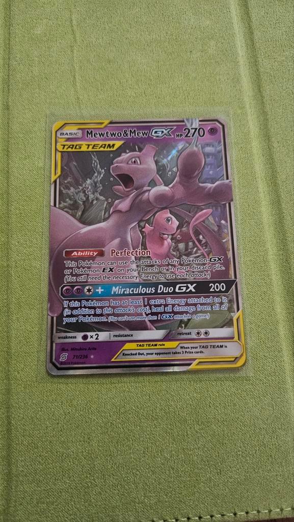 Mewtwo & Mew GX Tag Team - Zeldzame Pokémonkaart!, Hobby en Vrije tijd, Verzamelkaartspellen | Pokémon, Ophalen of Verzenden