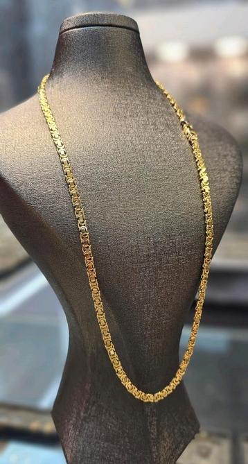 Prachtige platte koningsketting 35.5 gr 14k goud beschikbaar voor biedingen