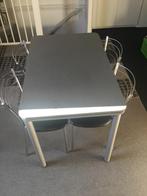Tafel en 4 stoelen, Ophalen, Zo goed als nieuw, 150 tot 200 cm, Overige vormen