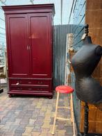 Kast, demontabel,donkerrood,planken, jaren’30, 2.54 h,grenen, Ophalen