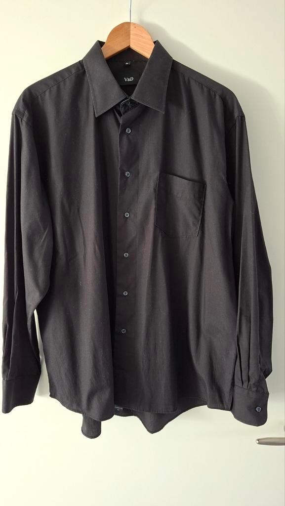 Zwart overhemd V&D, Kleding | Heren, Overhemden, Zo goed als nieuw, Halswijdte 43/44 (XL), Zwart, Ophalen of Verzenden