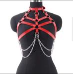 Verstelbare Gotische PU Leren Harnas Top met Kettingen rood, Kleding | Dames, Ophalen of Verzenden, Rood, Body of Korset