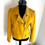 Suede geel blazer jasje mt L, Vera mode, ., Geel, Maat 42/44 (L)