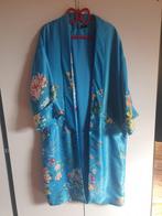 Kimono ochtendjas penoir blauw met bloemen, Blauw, Ophalen of Verzenden, Badjas