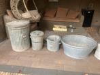 Zinken teil en zinken emmer uit de oorlog en vuilnis emmer, Ophalen, Zo goed als nieuw, Metaal, 30 tot 60 cm