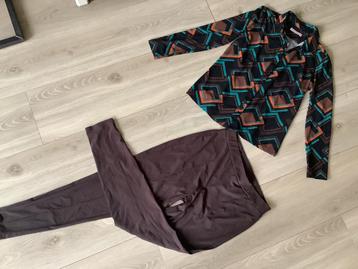 Studio Anneloes travelstof set espressobruin broek L top M beschikbaar voor biedingen
