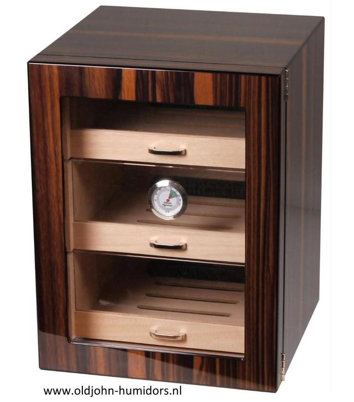 HUMIDOR KABINET MAKASSAR FINISH HI-GLOSS 120 SIGAREN     h90, Verzamelen, Rookartikelen, Aanstekers en Luciferdoosjes, Nieuw, Tabaksdoos of Verpakking