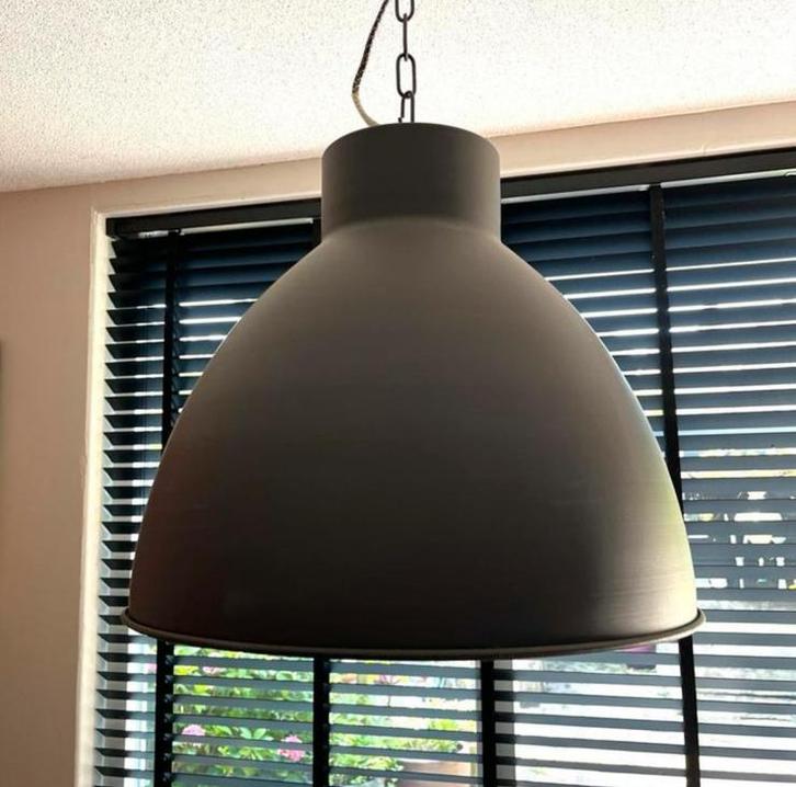 Set van 2 industriele look hanglampen antraciet, Huis en Inrichting, Lampen | Hanglampen, Zo goed als nieuw, Minder dan 50 cm